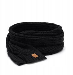 PaMaMi Női téli sál, fekete, vastag, 160×40cm, 85% akril (20603 szalik klasyczny pamami bez wzoru)