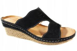 Wasak 0653 flip-flop papucs, Size 38, bőr, fekete nubuk (0653)