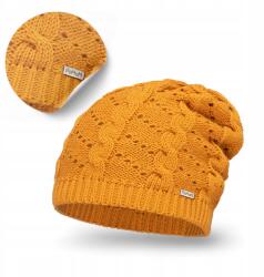 PaMaMi Téli Női Sapka, Méz, Hupikék Törpikék, Őszi, Univerzális, Meleg, Áttört (Przedłużana Czapka Damska Żółta Uniwersalna)