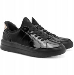 Jana sportcipő, fekete-arany, bebújós, 4cm sarok, textil belső, MÉRET. 39 (8-23764-45 018 BLACK PATENT)