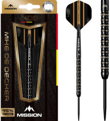 Mission Darts dart szett Mission steel Mike De Decker, fekete-arany PVD, 22gr, 95% gravírozott