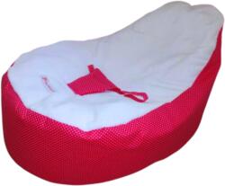  Baba babzsák biztonsági övvel - pink pöttyös- fehér wellsoft (bbzsppfw07)