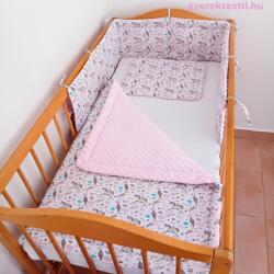  Babaágynemű szett unikornis-rózsaszín minky (bágyurm02)