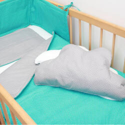  Babaágynemű türkiz zöld pötty-szürke pötty (bagyzpszp01)