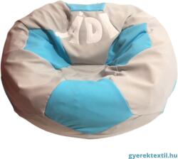  Babzsák foci neves világos szürke-türkizkék (bzsfsztn03)