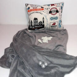  Takaró+párna szürke karácsonyi szett (takpaszksz01)