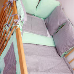  Babaágynemű menta pötty-szürke pötty (bagympszp01)