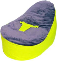  Baba babzsák biztonsági övvel - szürke pihe-puha wellsoft, lime fehér pötty (bbzsszwlfp06)