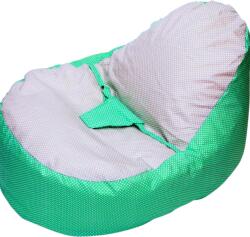  Baba babzsák biztonsági övvel - menta szürke pötty (bbzsmszp08)