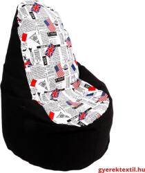  Babzsák háttámlás- fekete London (bzshfl06)