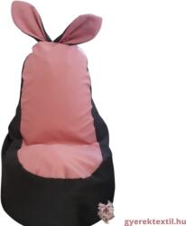  Babzsák háttámlás- szürke-rózsaszín nyuszifüllel (bzshrny04)