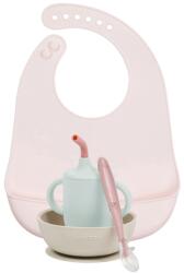 Nattou 4 részes szilikon étkészlet ivópohárral pink