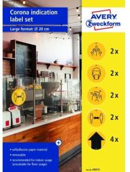 AVERY 49415 20cm sárga 12db-os 5 féle koronavírus információs címke szett (49415) - procompkft