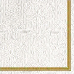 Ambiente Elegance Lea White-gold Dombornyomott Papírszalvéta 33X33cm, 15db-os