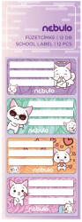 Nebulo Füzetcímke 12db-os, Cica, vegyes minták, Nebulo (FC-CICA-12)