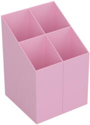 Ico Írószertartó 4 rekeszes négyszögletű műanyag, Ico pasztell rózsaszín (9570009009) - polusirodaszer