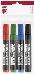 ICO Alkoholos marker készlet, 1-4mm, vágott hegyű, Ico 12XXL, 4 klf. szín (9580082004) - polusirodaszer
