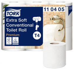 Tork Toalettpapír 4 rétegű kistekercses átmérő: 11, 8 cm 153 lap/tekercs 6 tekercs/csomag Extra Soft T4 Tork_110406 fehér (110406) - polusirodaszer
