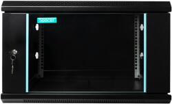 Spacer Szekrény, 19″ SPACER 6U 600x450mm, falra rögzíthető, Flatpack (nem összeszerelve), fekete, kivehető panelek, 1, 5 mm acél, maximális teherbírás 60 kg (SPCW-6U-450-BK-03)