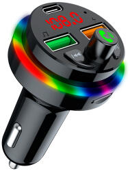 Tracer CarSynk, 87.5-108 MHz, TF, FM, LED, 2 x USB, USB C, Fekete, FM adó (TRACAU47754)