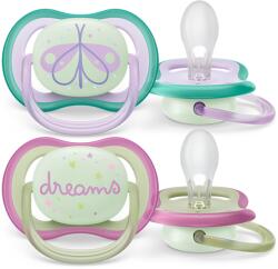 Philips Set 2 Suzete Philips-Avent Ultra Air NightTime 18 Luni Capac Fosforescent Fara BPA (SCF376/32)