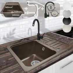 Aquamarin Chiuvetă de bucătărie Aquamarin Granit, 57 x 45 cm, maro (GRSPL02BR-set) Chiuveta