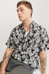 JACK & JONES Jack & Jones, Rövid ujjú mintás ing, Fehér, Fekete, M (12271089-BLACK-M)