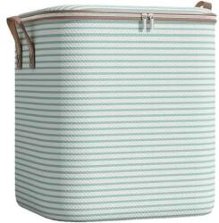 Flippy Cipzáras tárolódoboz, Flippy, Összehajtható, Megerősített fogantyú, Tartós cipzár, Ruhákhoz, Takarókhoz, Paplanokhoz, Párnákhoz, Ágyneműhöz, Játékokhoz, 50x40x50 cm, 100 liter, Csíkos, Zöld (133393)