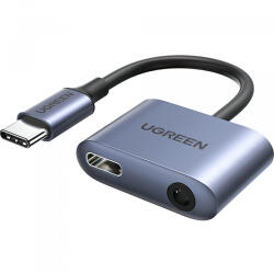 UGREEN Adaptor Audio USB-C - 3.5mm / USB-C UGREEN CM231, Gri - gsmnet
