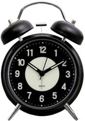Pufo Twinkle asztali ébresztőóra számlapos világító gombbal, fém, 15 cm, fekete (Pufo4031negru)