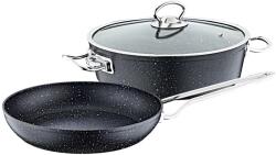 OMS Collection OMS 3 részes serpenyő és serpenyő készlet, alumínium/gránit, fekete (OMS-3257)