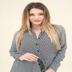 BUDMIL Hosszított blúz Női XS fehér-fekete 20770068-002242-0199