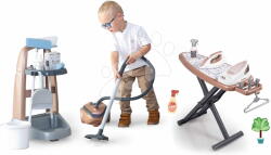 Smoby Set cărucior de curățenie și aspirator electronic Rowenta Trolley Vacuum Cleaner Smoby cu masă de călcat (SM330325-1)