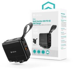 DEVIA Global 45W PD+QC hálózati gyorstöltő utazó adapter (CN/JP/US/EU/UK/AU) - fekete - coolmobile