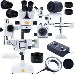 Rosfix trinokuláris sztereó mikroszkóp Jupiter Pro állványon MSJP-T-SDMS1 + 56xLED-es mikroszkóp megvilágító + Rosfix 0, 5x mikroszkóplencse