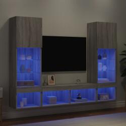 vidaXL ТВ стенни модули с LED, 5 части, сив сонома, инженерно дърво (3216695)