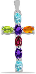  Kereszt Ezüst Medál Marokkói Ametiszttel és Changbai Peridottal, Y59091