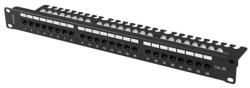 Lanberg Patch panel 24 port 1U 19" CAT. 5e UTP, tehermentesítővel, fekete PPU5-1124-B (PPU5-1124-B)