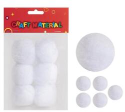 Craft Textil hógolyó - 6x5cm - 6 darabos fehér (Q452935)