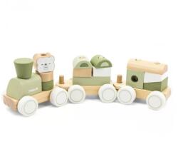 Viga Toys Fa játékvonat építős pasztell zöld színben - PolarB (9022)