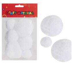 Craft Textil hógolyó - 4-6-8 cm - 6 darabos fehér (Q452930)