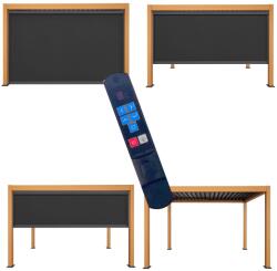  Kerti pergola 3x4 m ALUMÍNIUM 4 függönnyel OLDALI LED világítás TÁVIRÁNYÍTÓVAL - pepita - 1 278 161 Ft