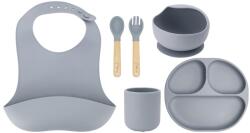 MOMI Set de sufragerie din silicon pentru copii MoMi AMI gri (KJZMMAMI1GR) Set pentru masa bebelusi