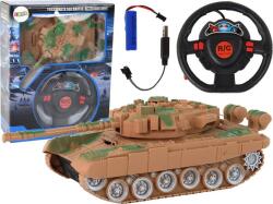 LeanToys R/C Távirányítós Tank - Fény és Hnaghatásokkal, 1: 18, 27 Mhz, Homok (17274) (17274)