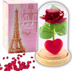 Lean Örök Rózsa Kupolában LED Világítással Piros Szívvel 14x8cm 21300 (21300) (21300)