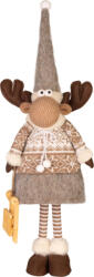 MagicHome Karácsonyi dekoráció, MagicHome, Szarvaslány, 21 x 13 x 53 cm, barna, textil, téli ruhás, puha felületű (TC8092127)
