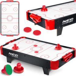 Neo-Sport Léghoki asztal, Neo-Sport NS-423 Air Hockey, fehér, 61 x 32, 5 x 14 cm, hordozható, légáram rendszer, 2 ütővel és 2 koronggal, analóg számláló, elemes (3 db AA) (TE1423)