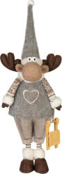 MagicHome Karácsonyi dekoráció, MagicHome, Szarvaslány, 21 x 13 x 53 cm, barna, textil, szíves ruhás, puha felületű (TC8092126)