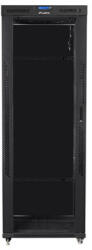 Lanberg 19" szabadon álló rack szekrény 42U/800X1000 üvegajtó, lapraszerelt, LCD kijelző, fekete V2 (FF01-8042-12BL) - bbmarket