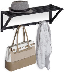 Relaxdays Fém Fali kabáttartó polccal fekete-ezüst 10032058